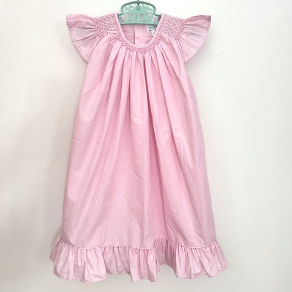 Petit Pomme Other - Petit Pomme Toddler Girl Pink Smocked Spring Bishop Dress Flutter Sleeve 3T